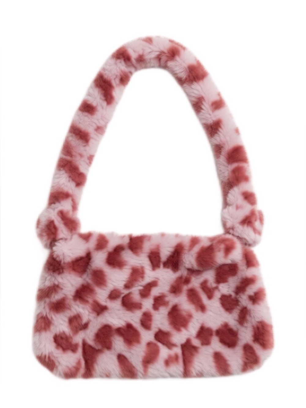 Pink Leopard Print Faux Fur Handbag